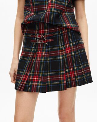 Short tartan skirt in red and black