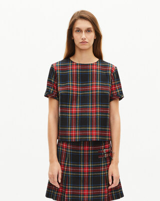 Red and black tartan top