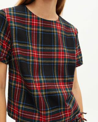 Red and black tartan top