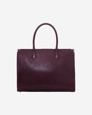 Ming L tote bag in burgundy cracked leather