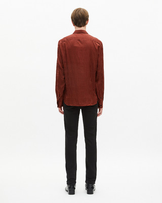 Burgundy polka-dot shirt