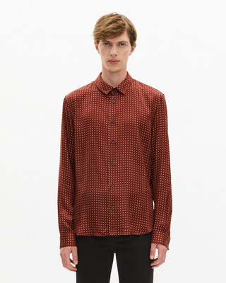 Burgundy polka-dot shirt