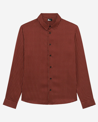 Burgundy polka-dot shirt