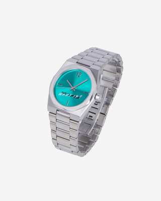 Silver 'What Is' Watch with Green Dial