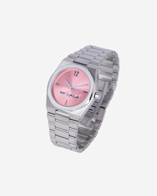 'What Is' Watch in Silver with a Pink Dial