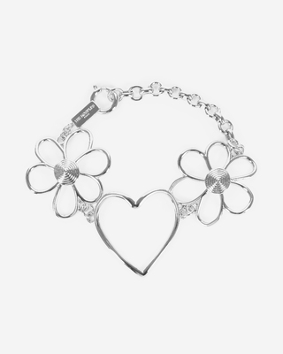 Silver hearts and flowers bracelet
