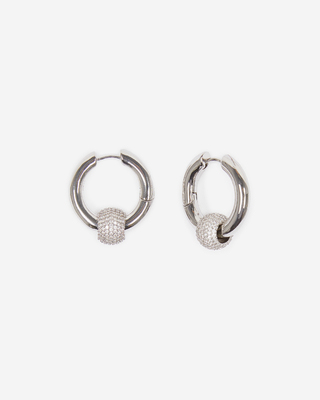 Silver hoop earrings with rhinestones