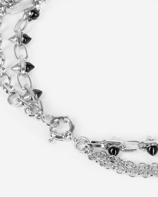 2-row silver spiked necklace