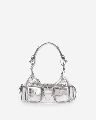 Amelia small bag in silver crackle leather