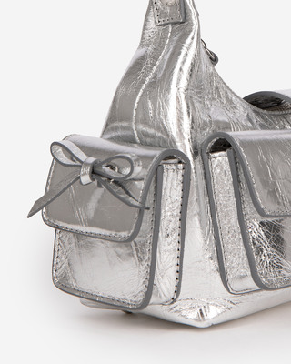 Amelia small bag in silver crackle leather