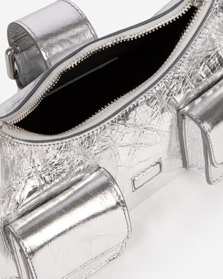 Amelia small bag in silver crackle leather