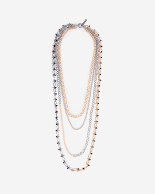 4-row gold and silver necklace
