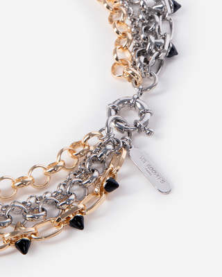 4-row gold and silver necklace
