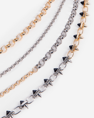 4-row gold and silver necklace