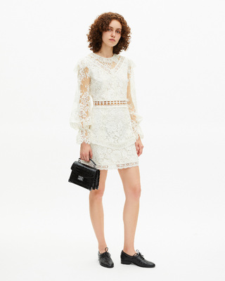 Short dress in ecru lace