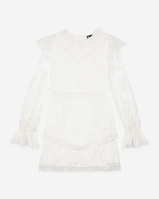 Short dress in ecru lace