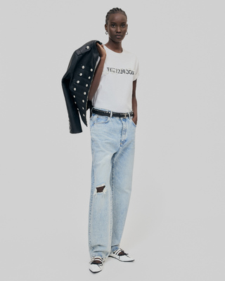 'What Is' T-shirt with white beads