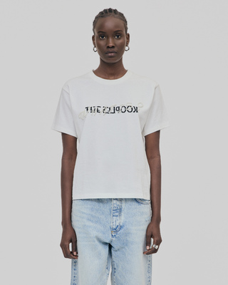 'What Is' T-shirt with white beads