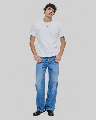 Mixed T-shirt, straight, plain white