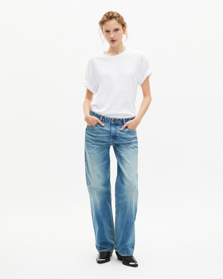 Mixed T-shirt, straight, plain white