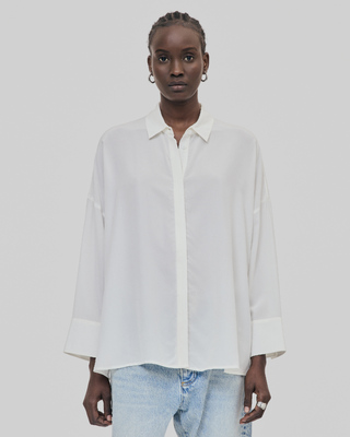 Loose white washed silk shirt