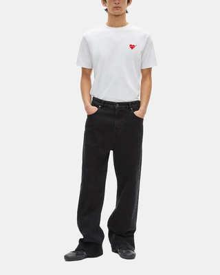 T-shirt with white heart flocking