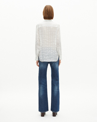 White silk ruffled shirt