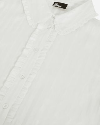 White silk ruffled shirt