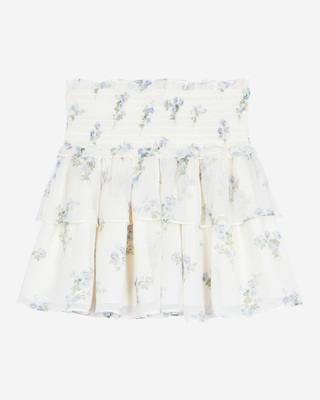 White floral print short skirt with ruffles