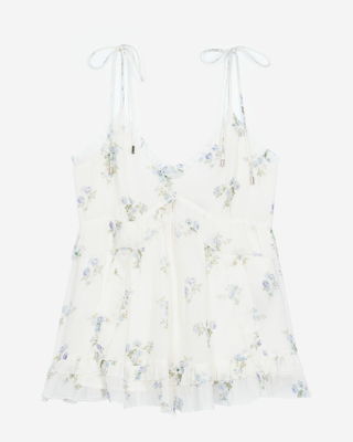 White floral ruffle top