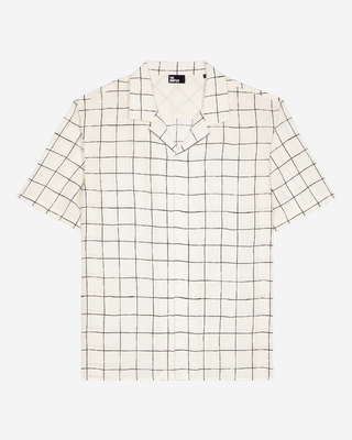 Short-sleeved plaid shirt, ecru
