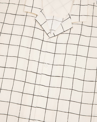 Short-sleeved plaid shirt, ecru