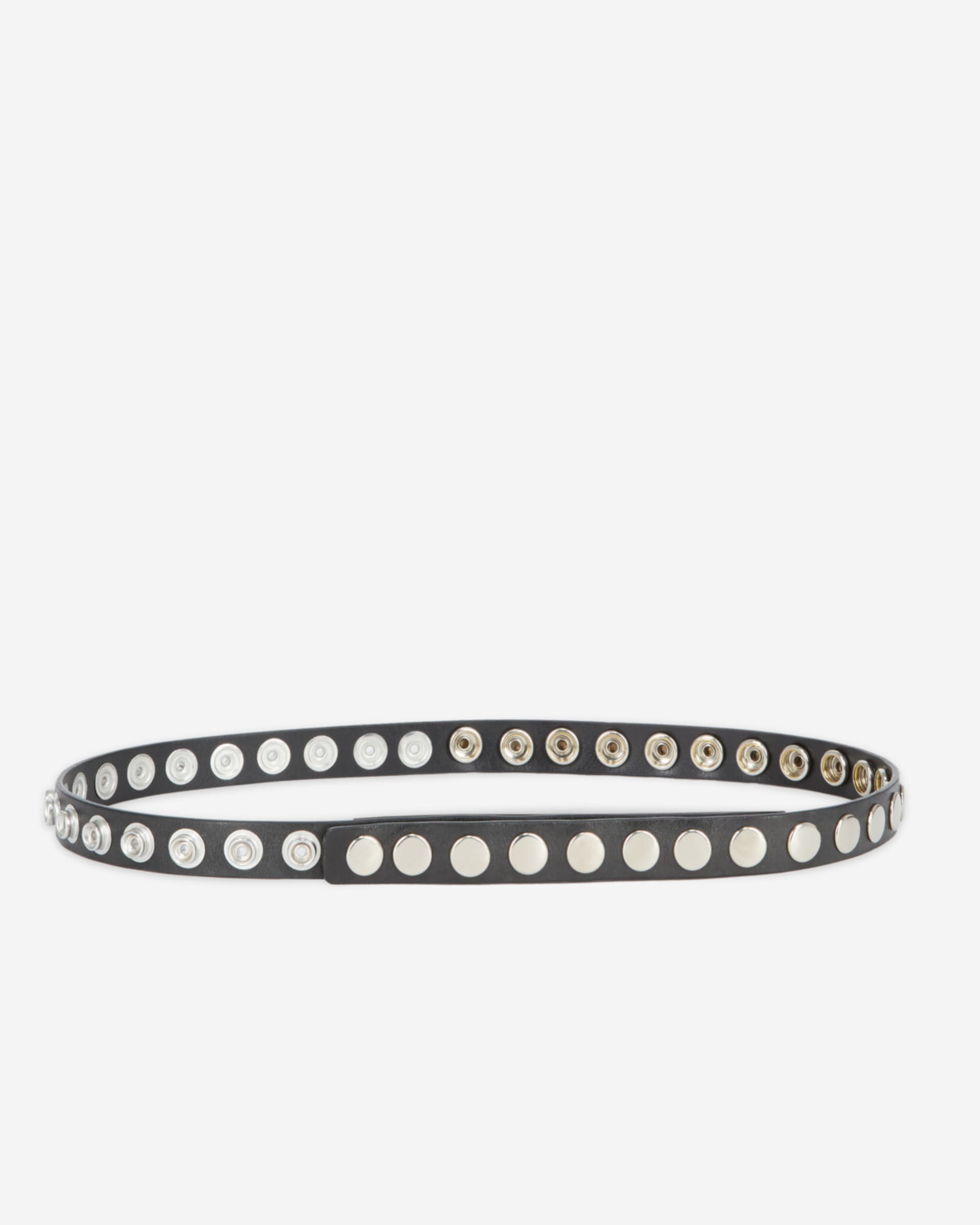 Thin black leather belt
