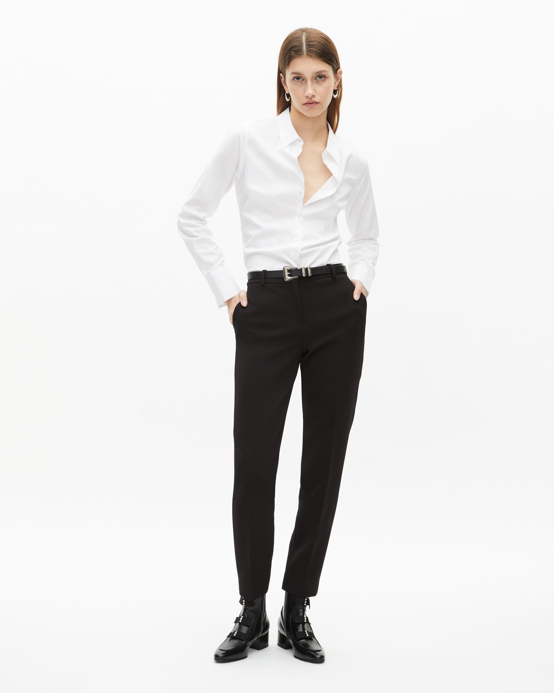 Thin black leather belt