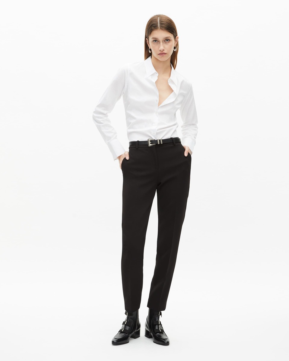 Thin black leather belt