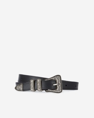 Thin black leather belt