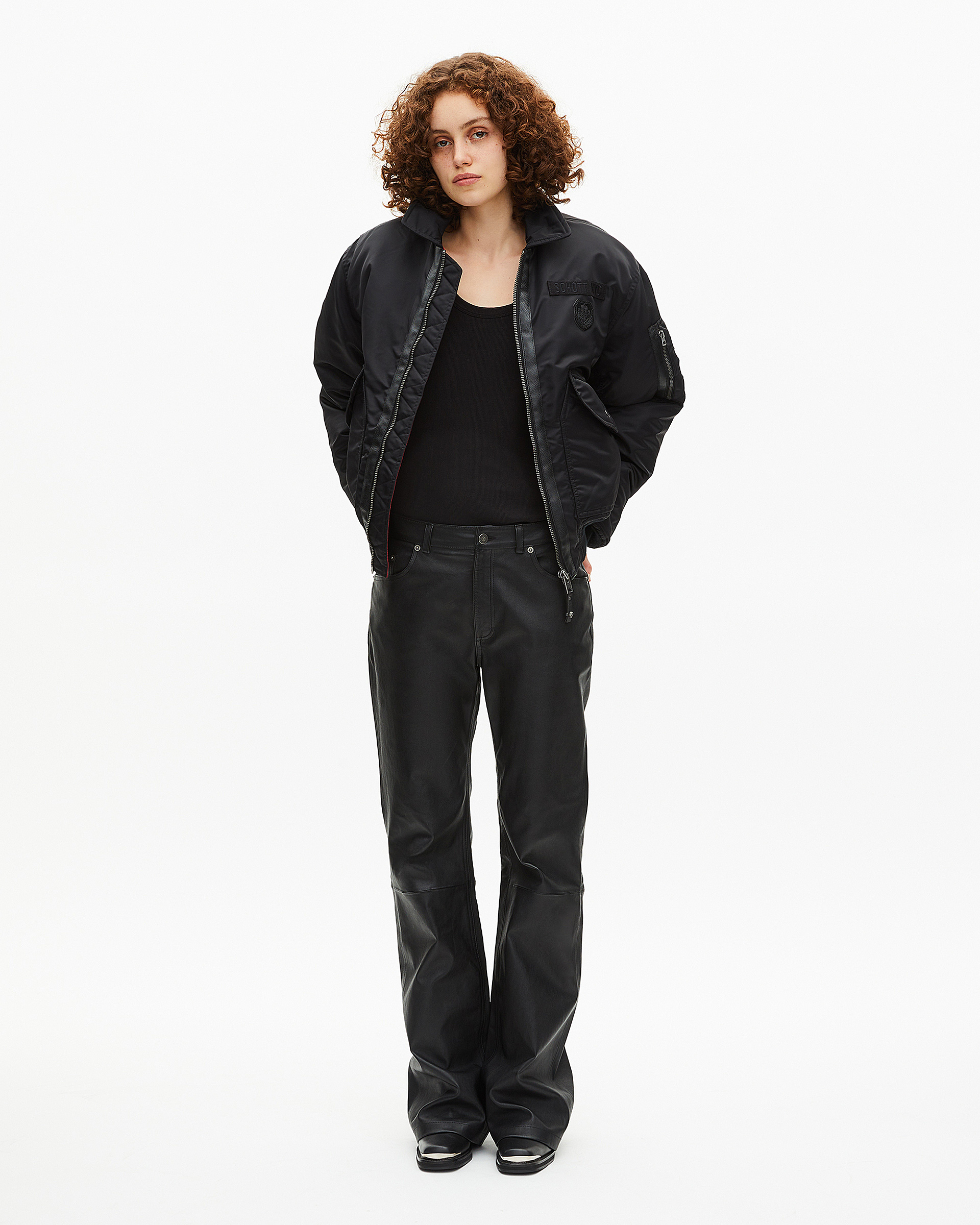 The Kooples x SCHOTT NYC black bomber jacket