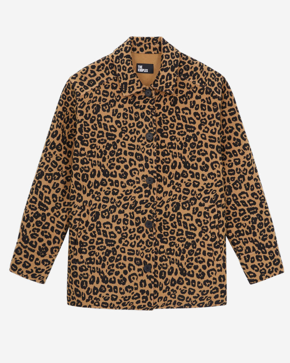 Leopard overshirt jacket in wool blend