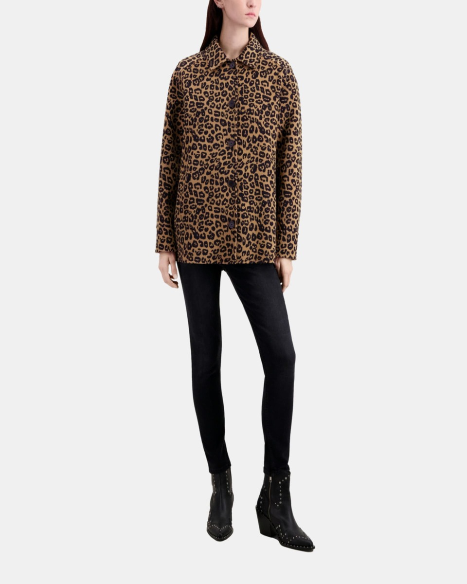 Leopard overshirt jacket in wool blend
