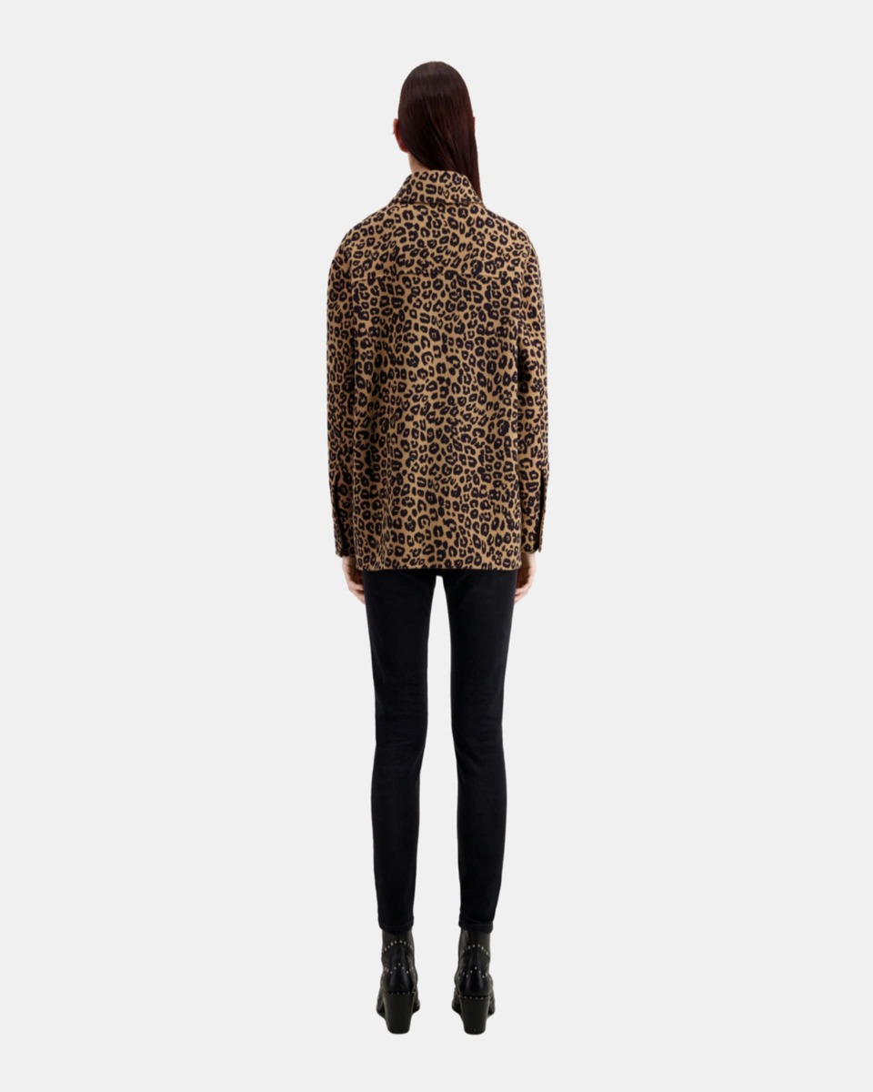 Leopard overshirt jacket in wool blend