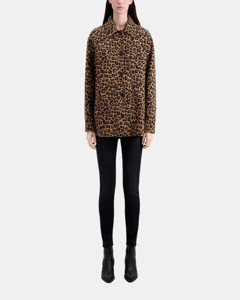 Leopard overshirt jacket in wool blend