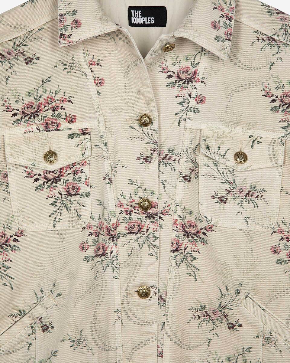 Flower print jacket in beige denim