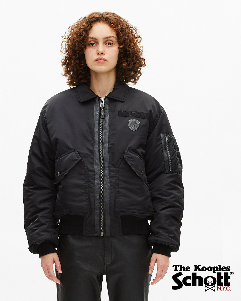 The Kooples x SCHOTT NYC black bomber jacket