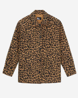 Leopard overshirt jacket in wool blend