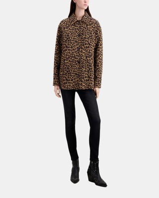 Leopard overshirt jacket in wool blend