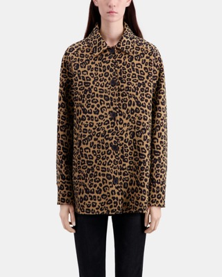 Leopard overshirt jacket in wool blend