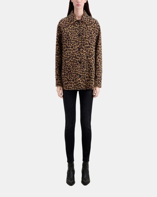 Leopard overshirt jacket in wool blend