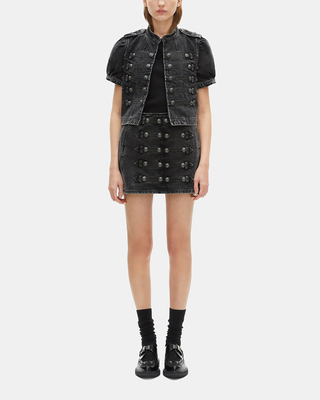 Grey denim short-sleeved officer jacket