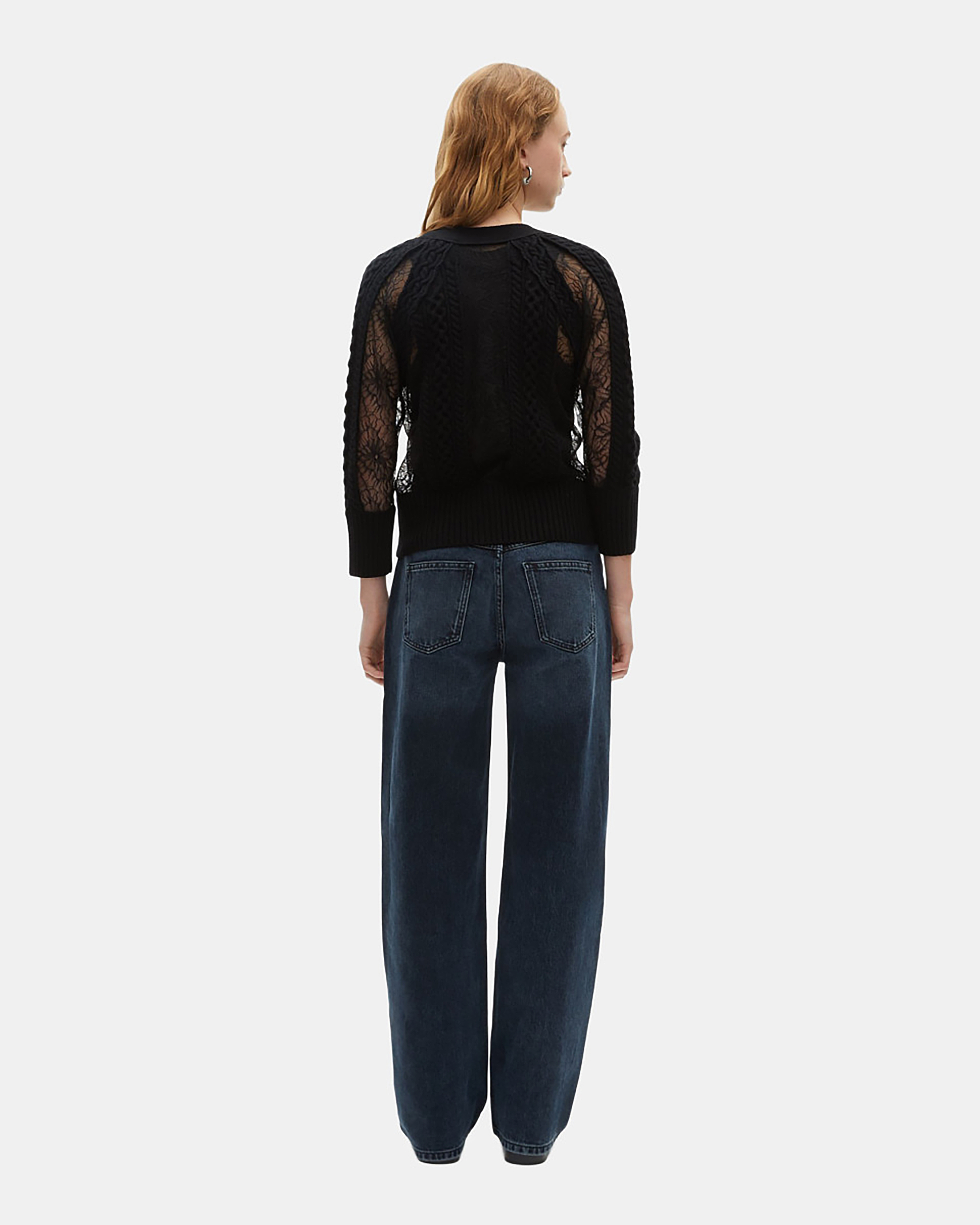 Black wool and lace cardigan