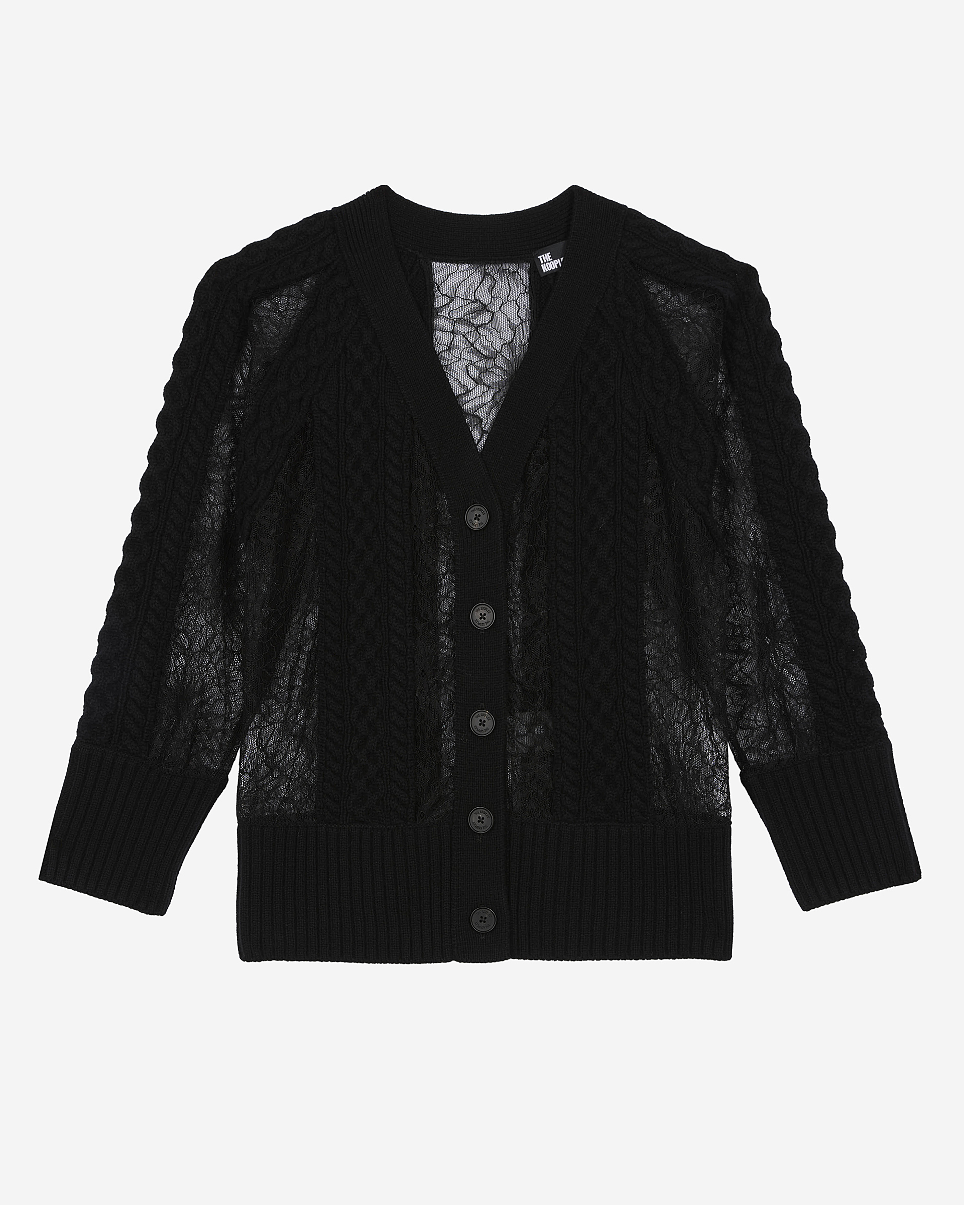 Black wool and lace cardigan